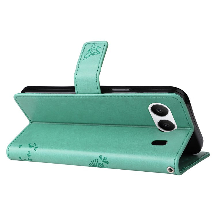 KT Imprinting Flower Series-3 For OnePlus Nord 4 Case Cat Tree Pattern Flip Leather Phone Cover - Green