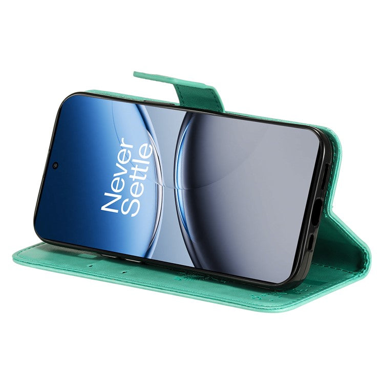 KT Imprinting Flower Series-3 For OnePlus Nord 4 Case Cat Tree Pattern Flip Leather Phone Cover - Green