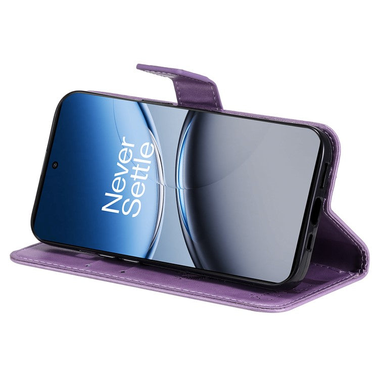 KT Imprinting Flower Series-3 For OnePlus Nord 4 Case Cat Tree Pattern Flip Leather Phone Cover - Light Purple