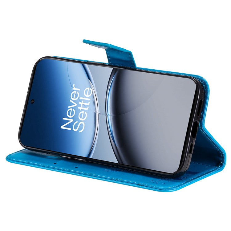 KT Imprinting Flower Series-3 For OnePlus Nord 4 Case Cat Tree Pattern Flip Leather Phone Cover - Blue