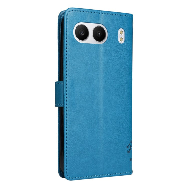 KT Imprinting Flower Series-3 For OnePlus Nord 4 Case Cat Tree Pattern Flip Leather Phone Cover - Blue