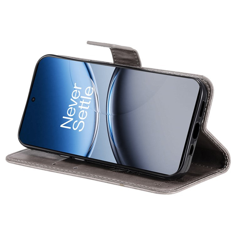 KT Imprinting Flower Series-3 For OnePlus Nord 4 Case Cat Tree Pattern Flip Leather Phone Cover - Grey