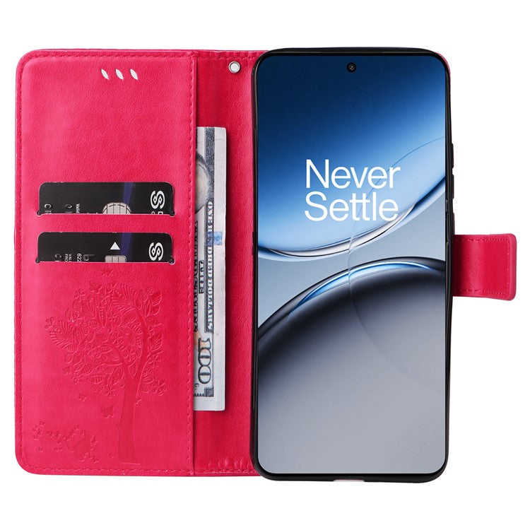 KT Imprinting Flower Series-3 For OnePlus Nord 4 Case Cat Tree Pattern Flip Leather Phone Cover - Rose