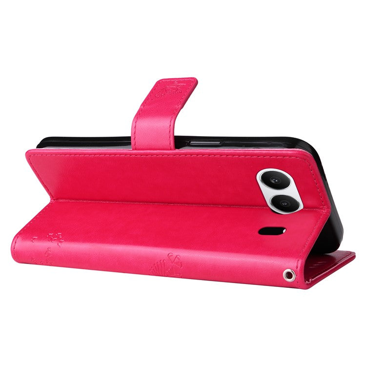 KT Imprinting Flower Series-3 For OnePlus Nord 4 Case Cat Tree Pattern Flip Leather Phone Cover - Rose