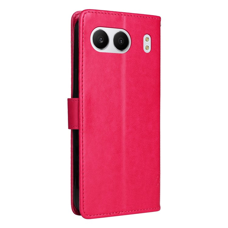 KT Imprinting Flower Series-3 For OnePlus Nord 4 Case Cat Tree Pattern Flip Leather Phone Cover - Rose