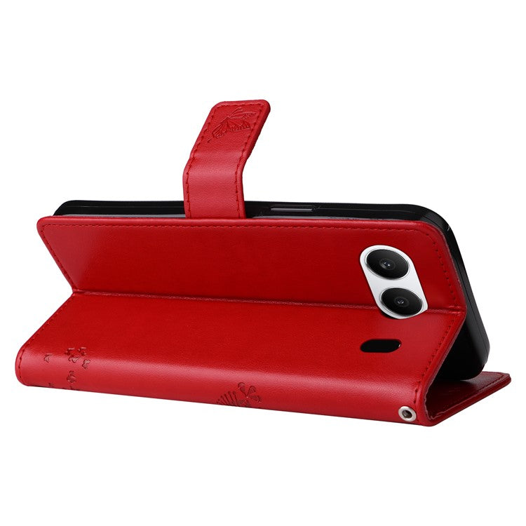 KT Imprinting Flower Series-3 For OnePlus Nord 4 Case Cat Tree Pattern Flip Leather Phone Cover - Red