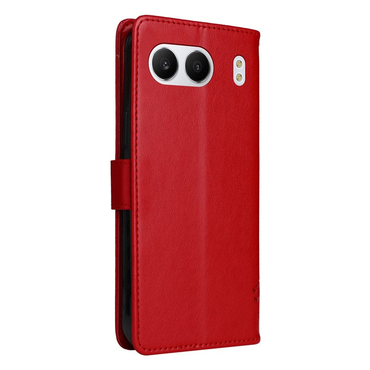 KT Imprinting Flower Series-3 For OnePlus Nord 4 Case Cat Tree Pattern Flip Leather Phone Cover - Red