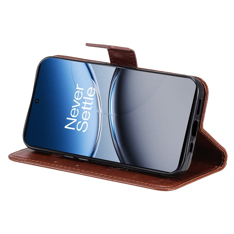 KT Imprinting Flower Series-3 For OnePlus Nord 4 Case Cat Tree Pattern Flip Leather Phone Cover - Coffee