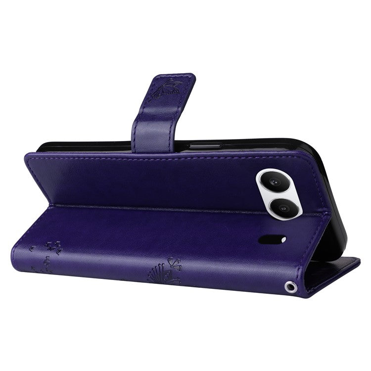 KT Imprinting Flower Series-3 For OnePlus Nord 4 Case Cat Tree Pattern Flip Leather Phone Cover - Dark Purple