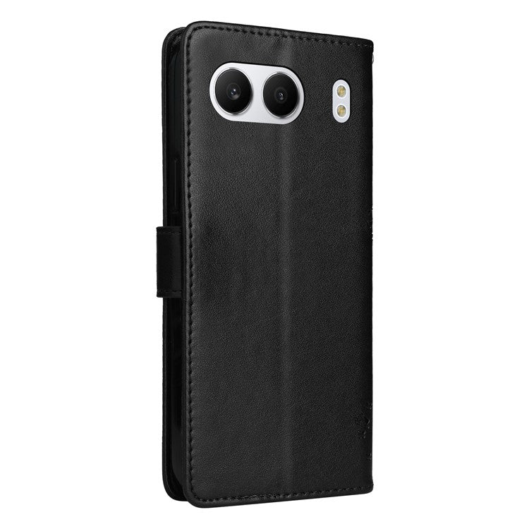 KT Imprinting Flower Series-3 For OnePlus Nord 4 Case Cat Tree Pattern Flip Leather Phone Cover - Black