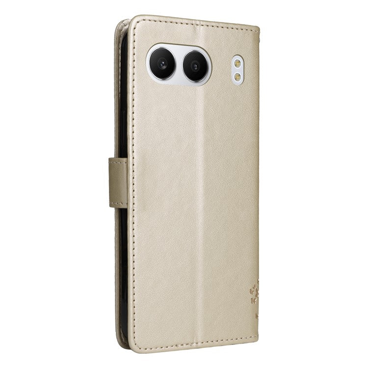 KT Imprinting Flower Series-3 For OnePlus Nord 4 Case Cat Tree Pattern Flip Leather Phone Cover - Gold