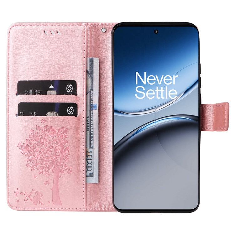 KT Imprinting Flower Series-3 For OnePlus Nord 4 Case Cat Tree Pattern Flip Leather Phone Cover - Rose Gold