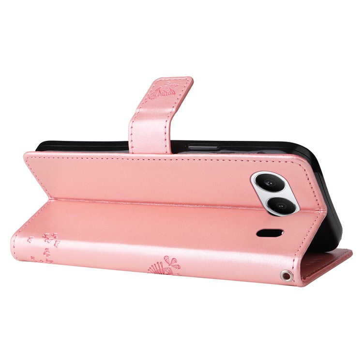 KT Imprinting Flower Series-3 For OnePlus Nord 4 Case Cat Tree Pattern Flip Leather Phone Cover - Rose Gold