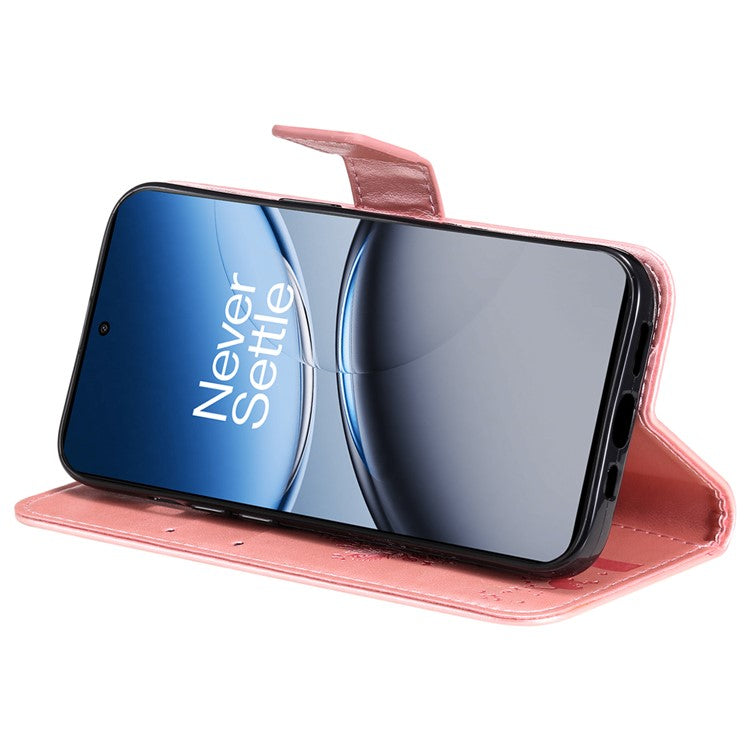 KT Imprinting Flower Series-3 For OnePlus Nord 4 Case Cat Tree Pattern Flip Leather Phone Cover - Rose Gold