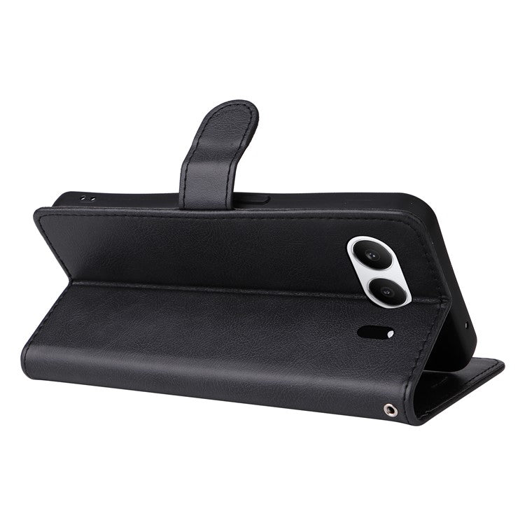 KT Leather Series-2 for OnePlus Nord 4 Case Solid Color Leather Phone Cover Wallet Stand - Black