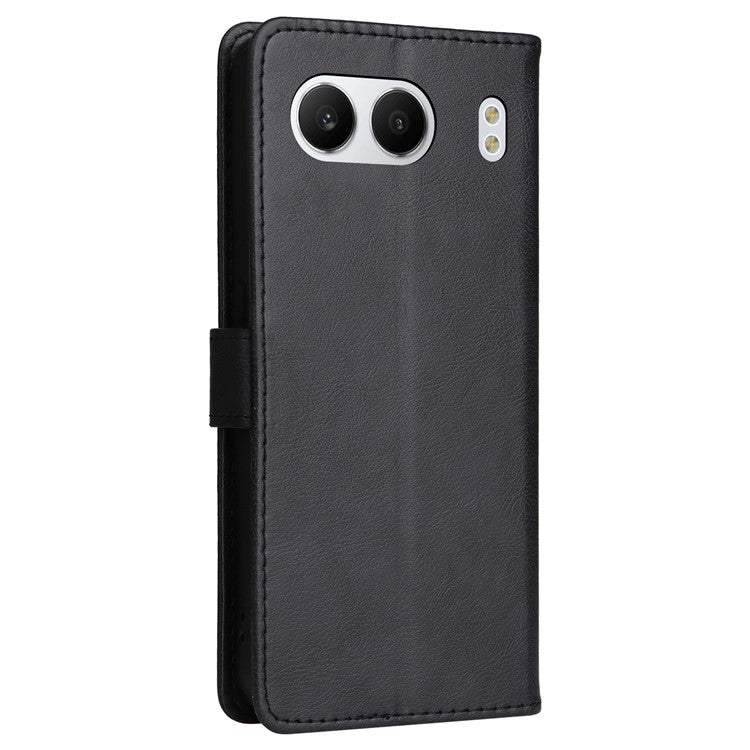 KT Leather Series-2 for OnePlus Nord 4 Case Solid Color Leather Phone Cover Wallet Stand - Black