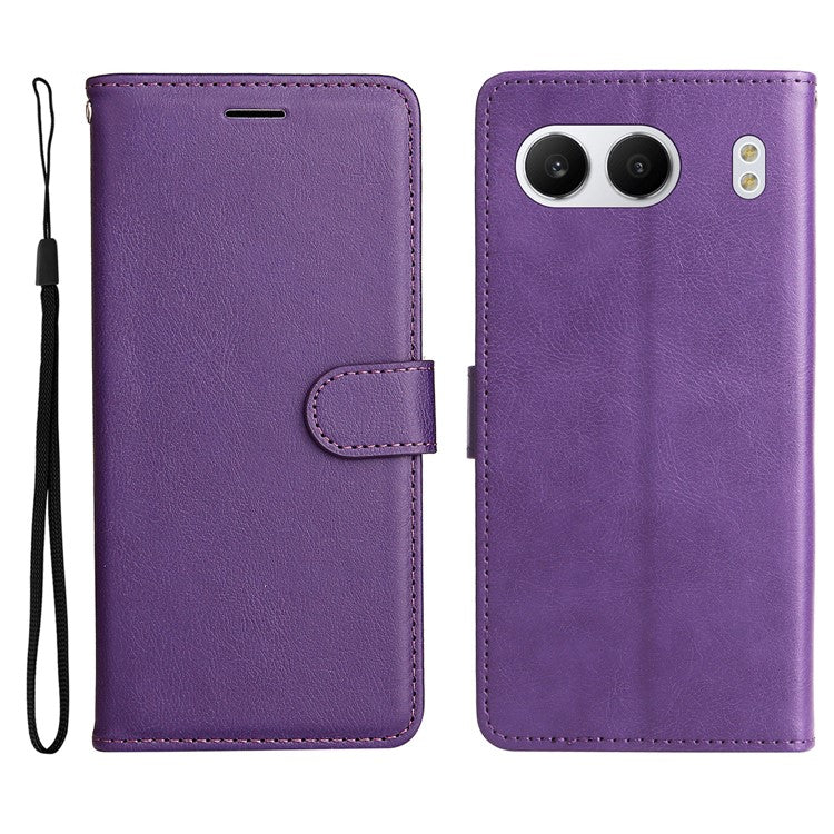 KT Leather Series-2 for OnePlus Nord 4 Case Solid Color Leather Phone Cover Wallet Stand - Purple