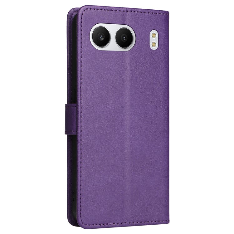 KT Leather Series-2 for OnePlus Nord 4 Case Solid Color Leather Phone Cover Wallet Stand - Purple