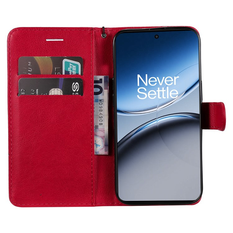 KT Leather Series-2 for OnePlus Nord 4 Case Solid Color Leather Phone Cover Wallet Stand - Red