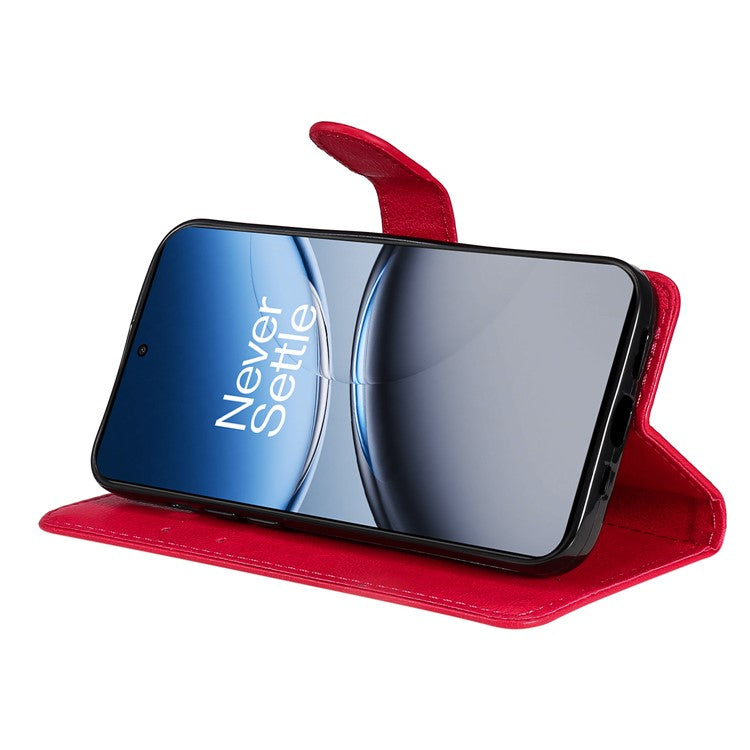 KT Leather Series-2 for OnePlus Nord 4 Case Solid Color Leather Phone Cover Wallet Stand - Red