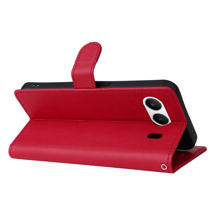 KT Leather Series-2 for OnePlus Nord 4 Case Solid Color Leather Phone Cover Wallet Stand - Red