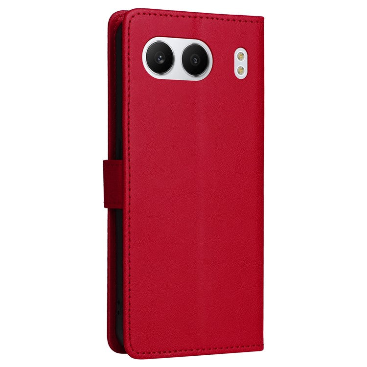 KT Leather Series-2 for OnePlus Nord 4 Case Solid Color Leather Phone Cover Wallet Stand - Red