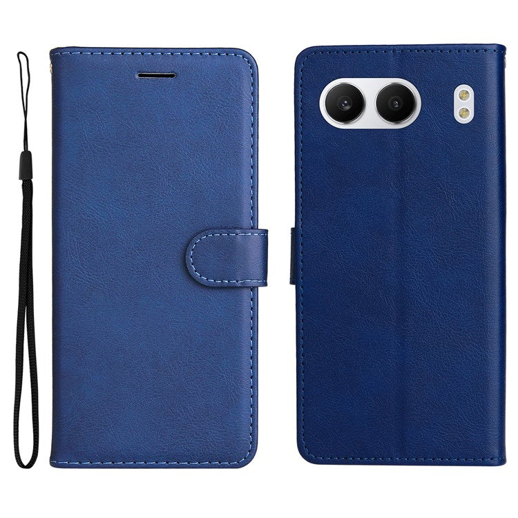KT Leather Series-2 for OnePlus Nord 4 Case Solid Color Leather Phone Cover Wallet Stand - Blue