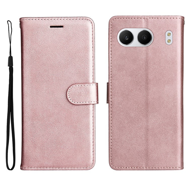 KT Leather Series-2 for OnePlus Nord 4 Case Solid Color Leather Phone Cover Wallet Stand - Rose Gold