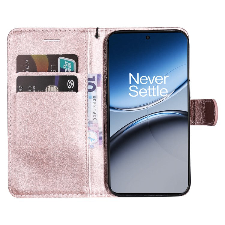 KT Leather Series-2 for OnePlus Nord 4 Case Solid Color Leather Phone Cover Wallet Stand - Rose Gold