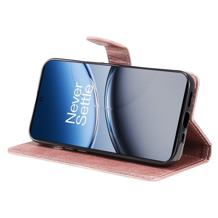 KT Leather Series-2 for OnePlus Nord 4 Case Solid Color Leather Phone Cover Wallet Stand - Rose Gold