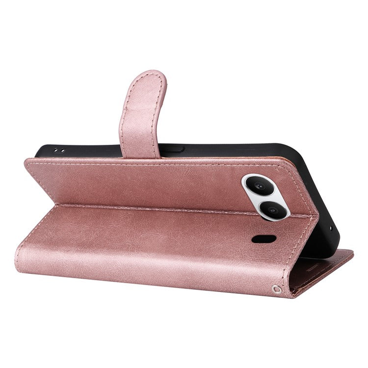 KT Leather Series-2 for OnePlus Nord 4 Case Solid Color Leather Phone Cover Wallet Stand - Rose Gold