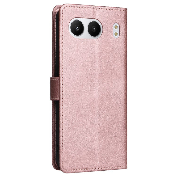KT Leather Series-2 for OnePlus Nord 4 Case Solid Color Leather Phone Cover Wallet Stand - Rose Gold