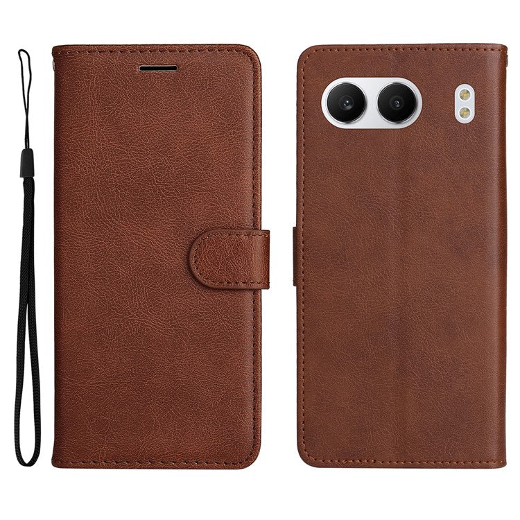 KT Leather Series-2 for OnePlus Nord 4 Case Solid Color Leather Phone Cover Wallet Stand - Brown