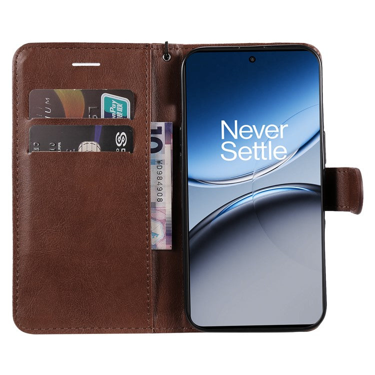 KT Leather Series-2 for OnePlus Nord 4 Case Solid Color Leather Phone Cover Wallet Stand - Brown