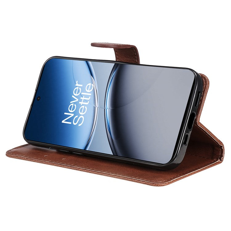 KT Leather Series-2 for OnePlus Nord 4 Case Solid Color Leather Phone Cover Wallet Stand - Brown