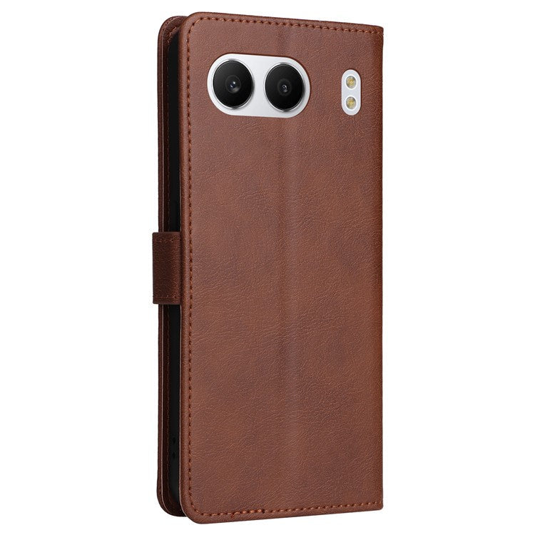 KT Leather Series-2 for OnePlus Nord 4 Case Solid Color Leather Phone Cover Wallet Stand - Brown