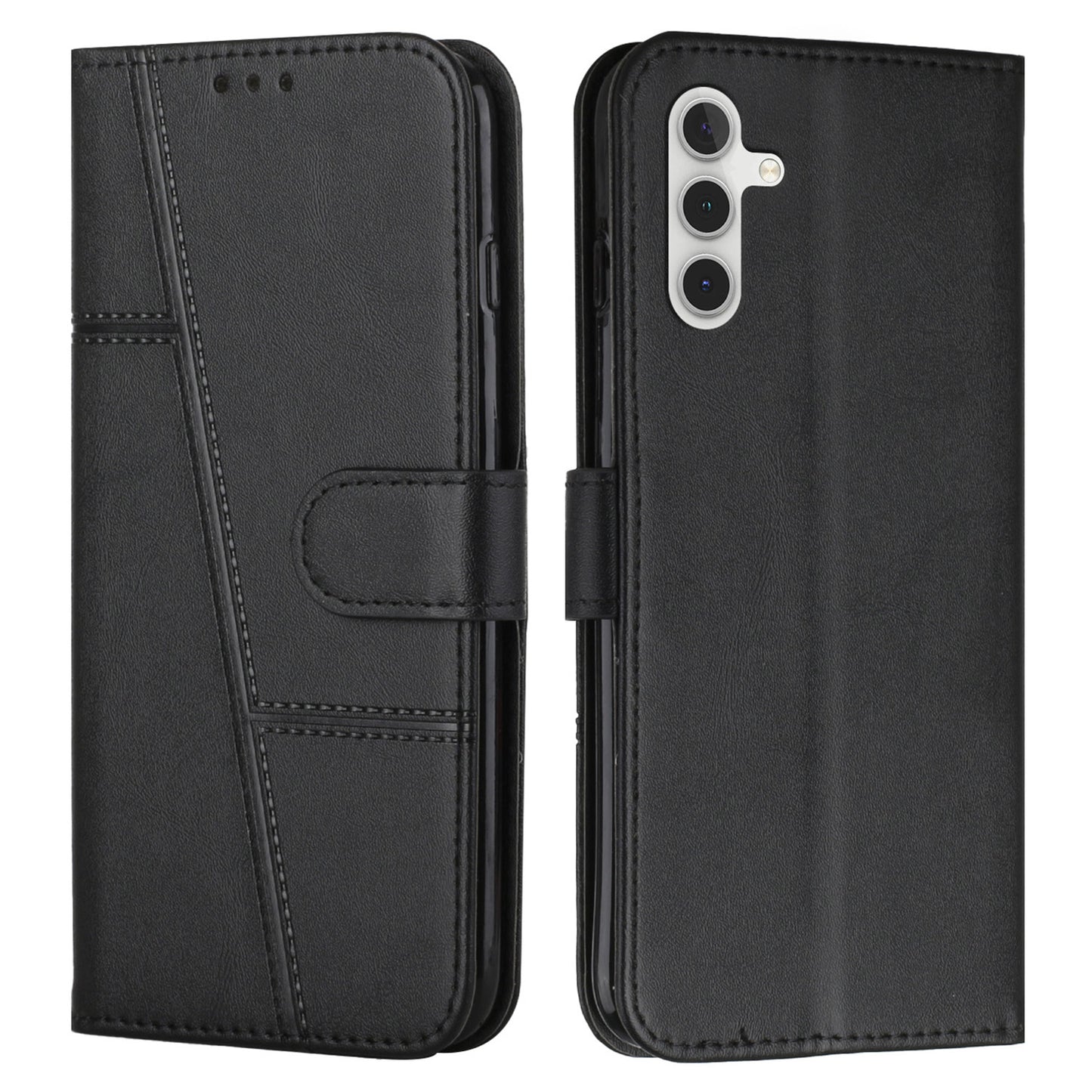For Samsung Galaxy A16 5G / A16 4G Case Stand Flip Protective Leather Phone Cover - Black