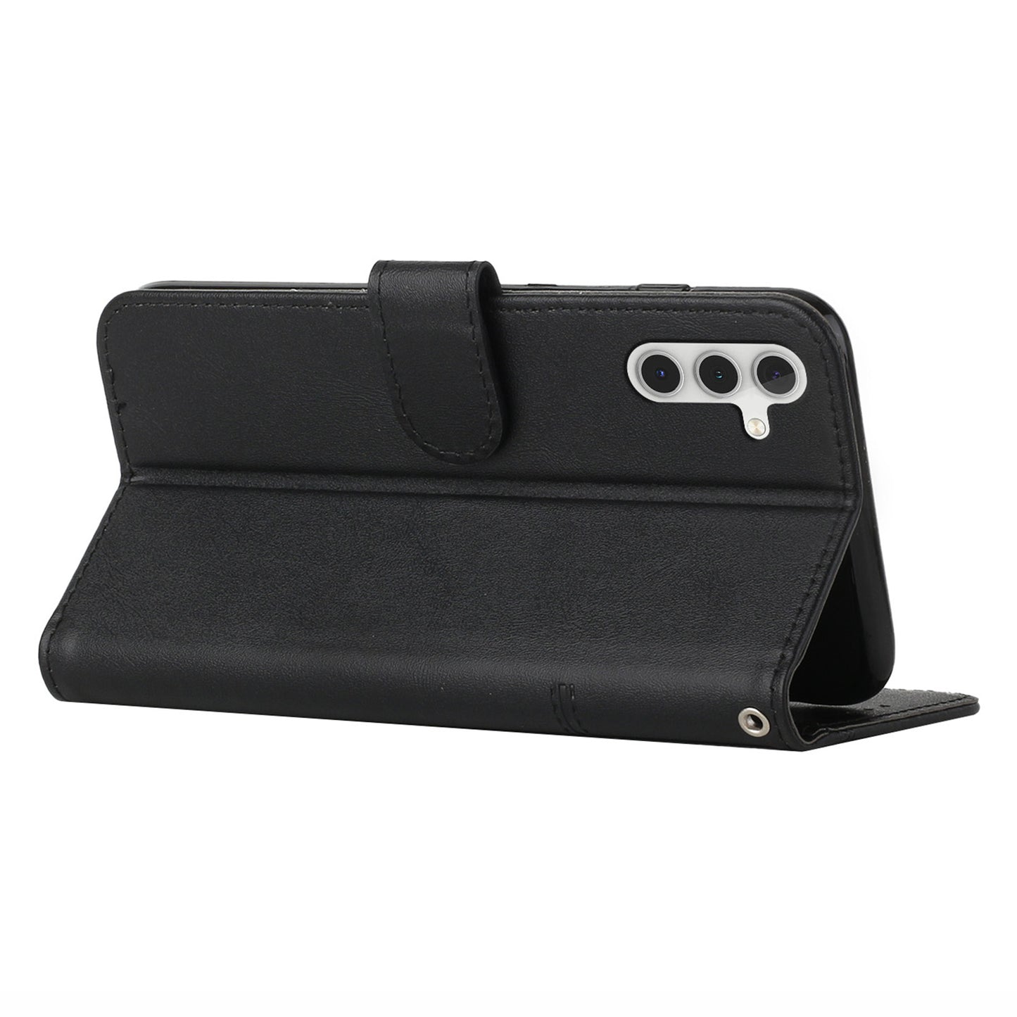 For Samsung Galaxy A16 5G / A16 4G Case Stand Flip Protective Leather Phone Cover - Black