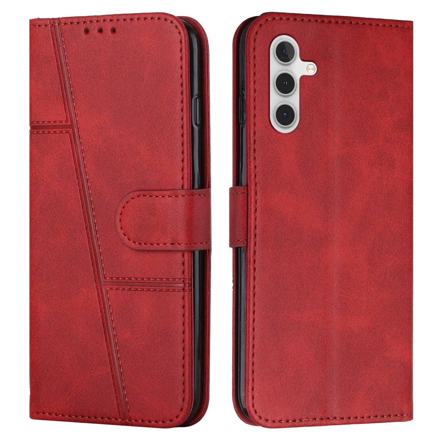 For Samsung Galaxy A16 5G / A16 4G Case Stand Flip Protective Leather Phone Cover - Red