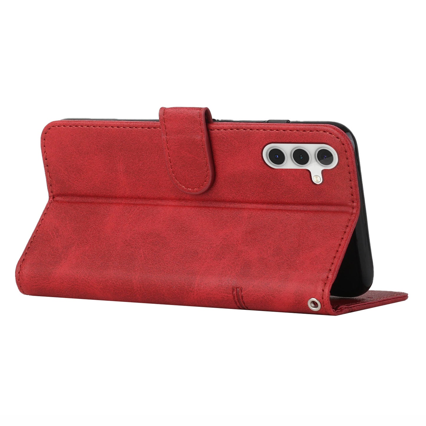 For Samsung Galaxy A16 5G / A16 4G Case Stand Flip Protective Leather Phone Cover - Red