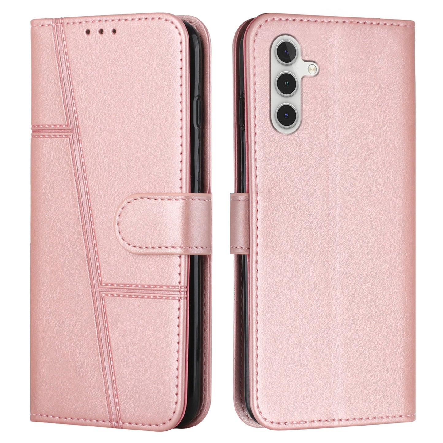 For Samsung Galaxy A16 5G / A16 4G Case Stand Flip Protective Leather Phone Cover - Rose Gold