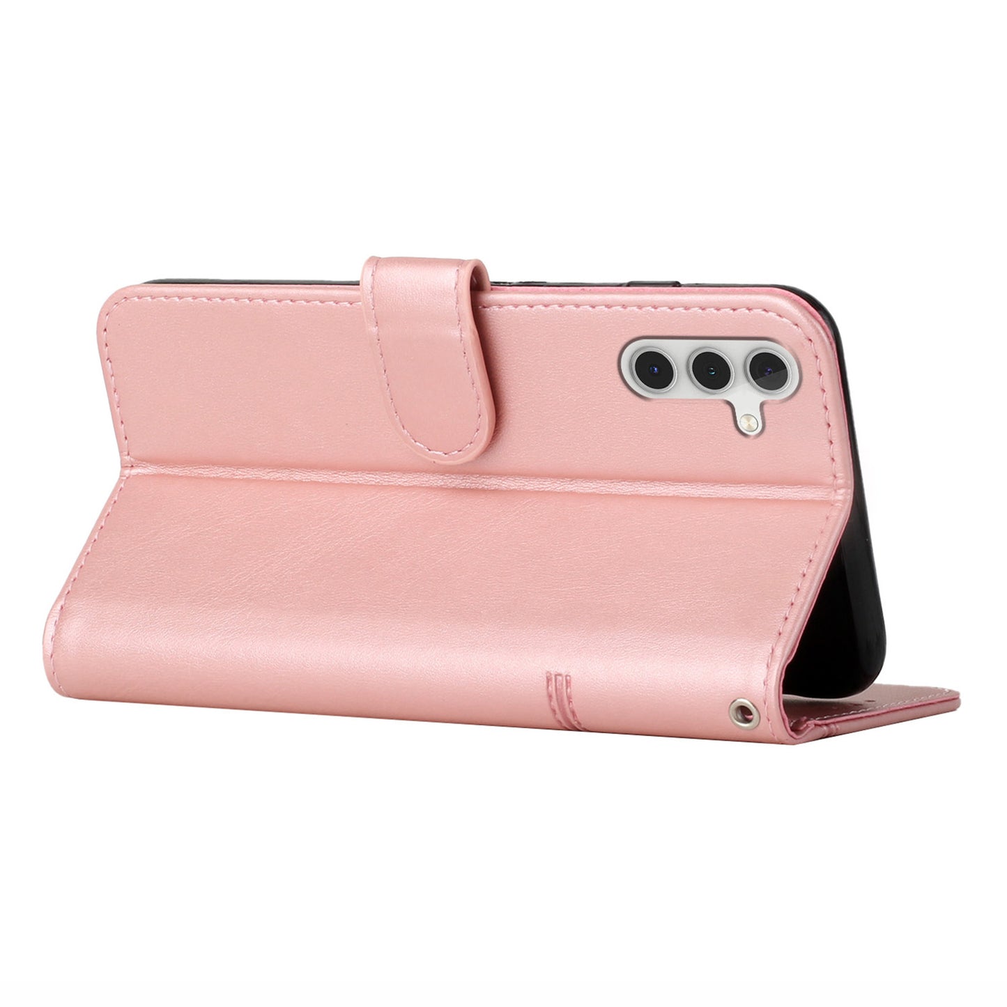 For Samsung Galaxy A16 5G / A16 4G Case Stand Flip Protective Leather Phone Cover - Rose Gold
