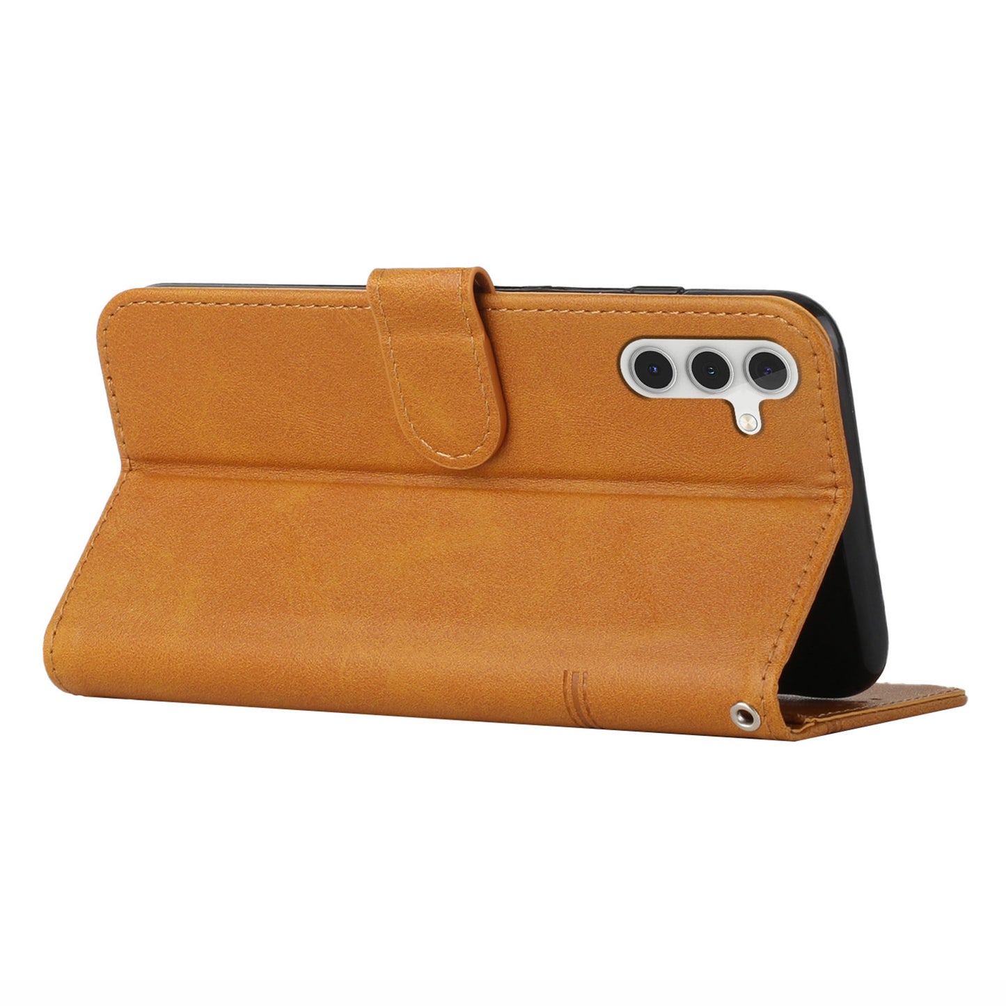 For Samsung Galaxy A16 5G / A16 4G Case Stand Flip Protective Leather Phone Cover - Yellow