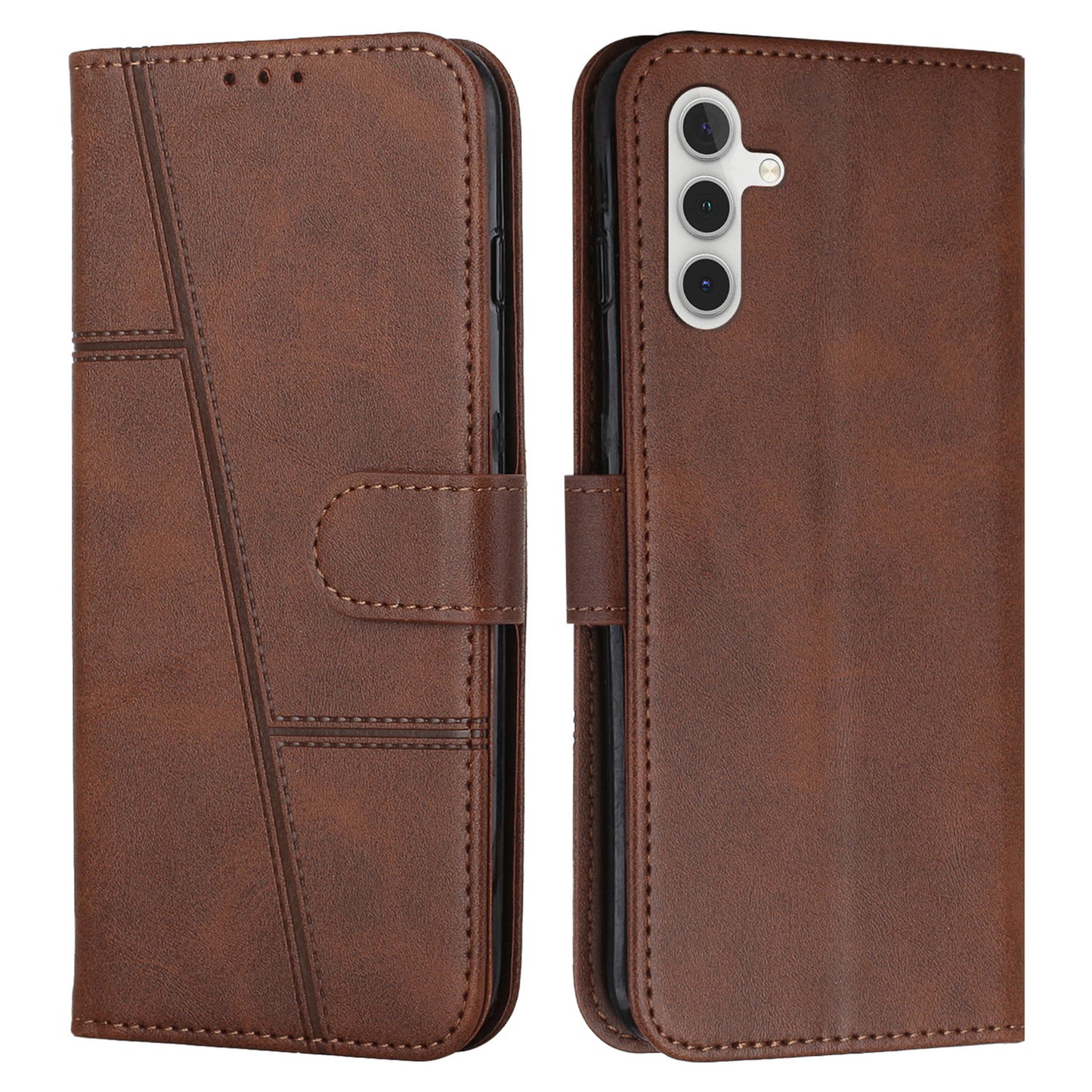 For Samsung Galaxy A16 5G / A16 4G Case Stand Flip Protective Leather Phone Cover - Brown