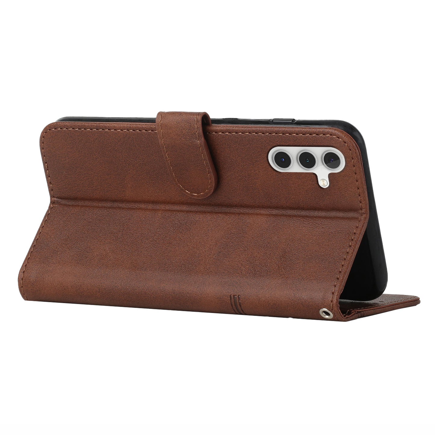 For Samsung Galaxy A16 5G / A16 4G Case Stand Flip Protective Leather Phone Cover - Brown