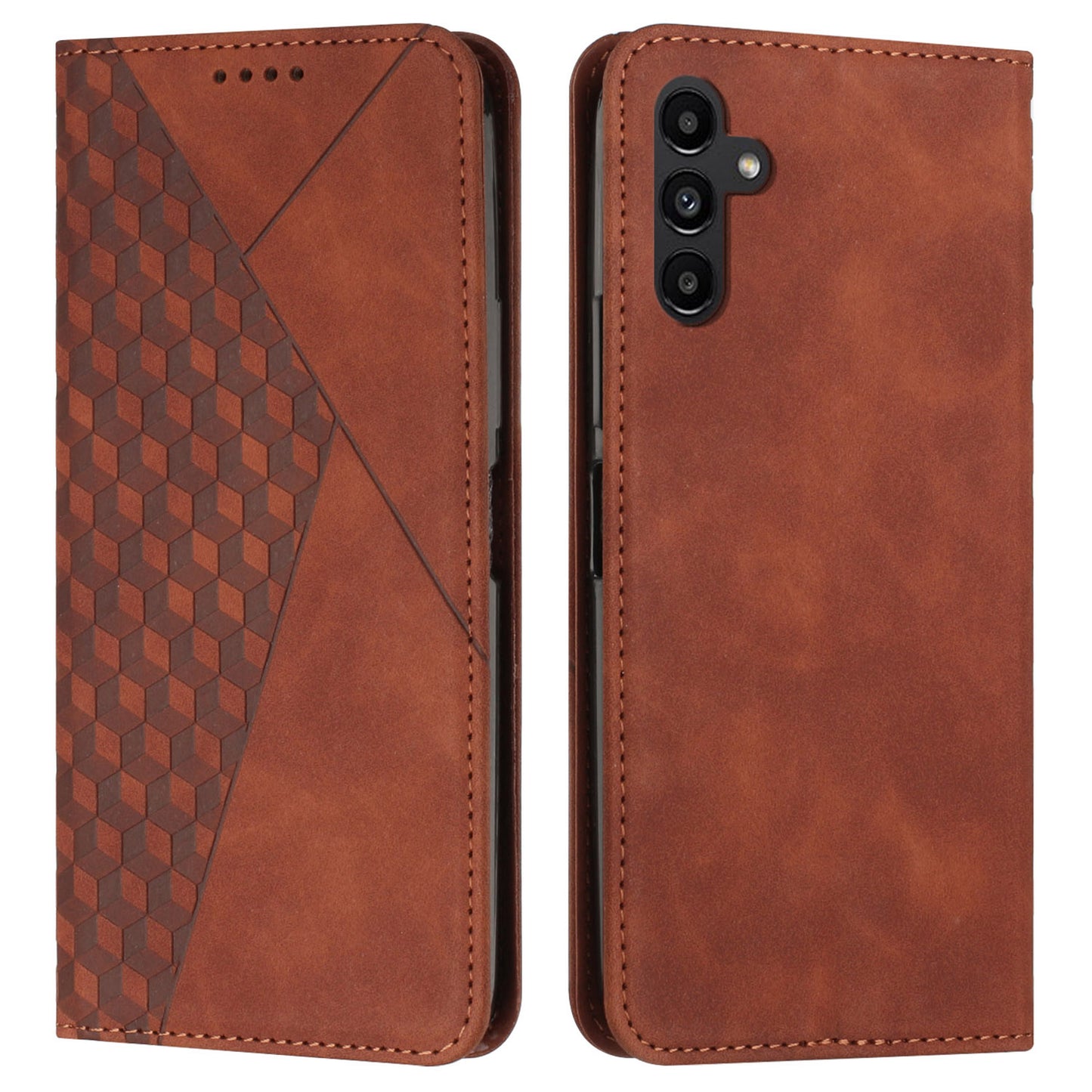 For Samsung Galaxy A16 5G / A16 4G Phone Cover Imprinted PU Leather Wallet Stand Case - Brown