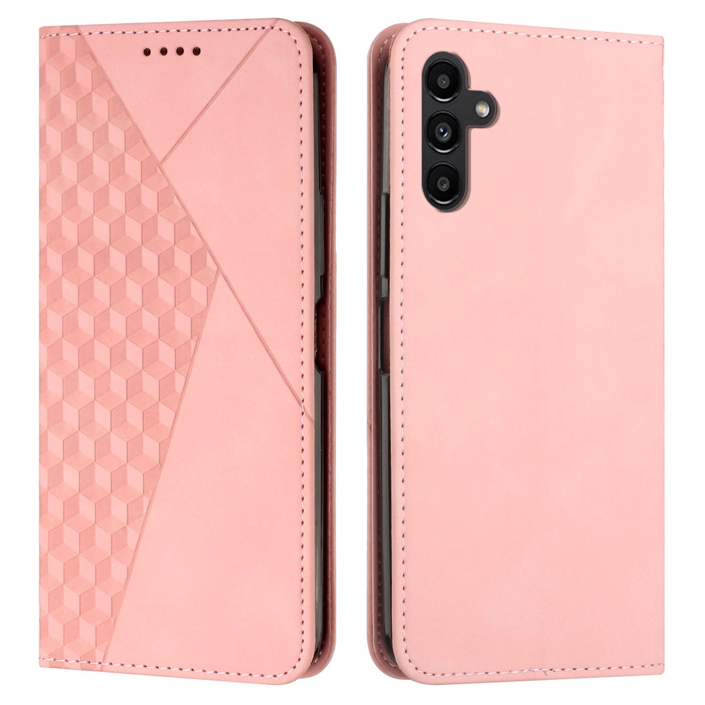 For Samsung Galaxy A16 5G / A16 4G Phone Cover Imprinted PU Leather Wallet Stand Case - Rose Gold