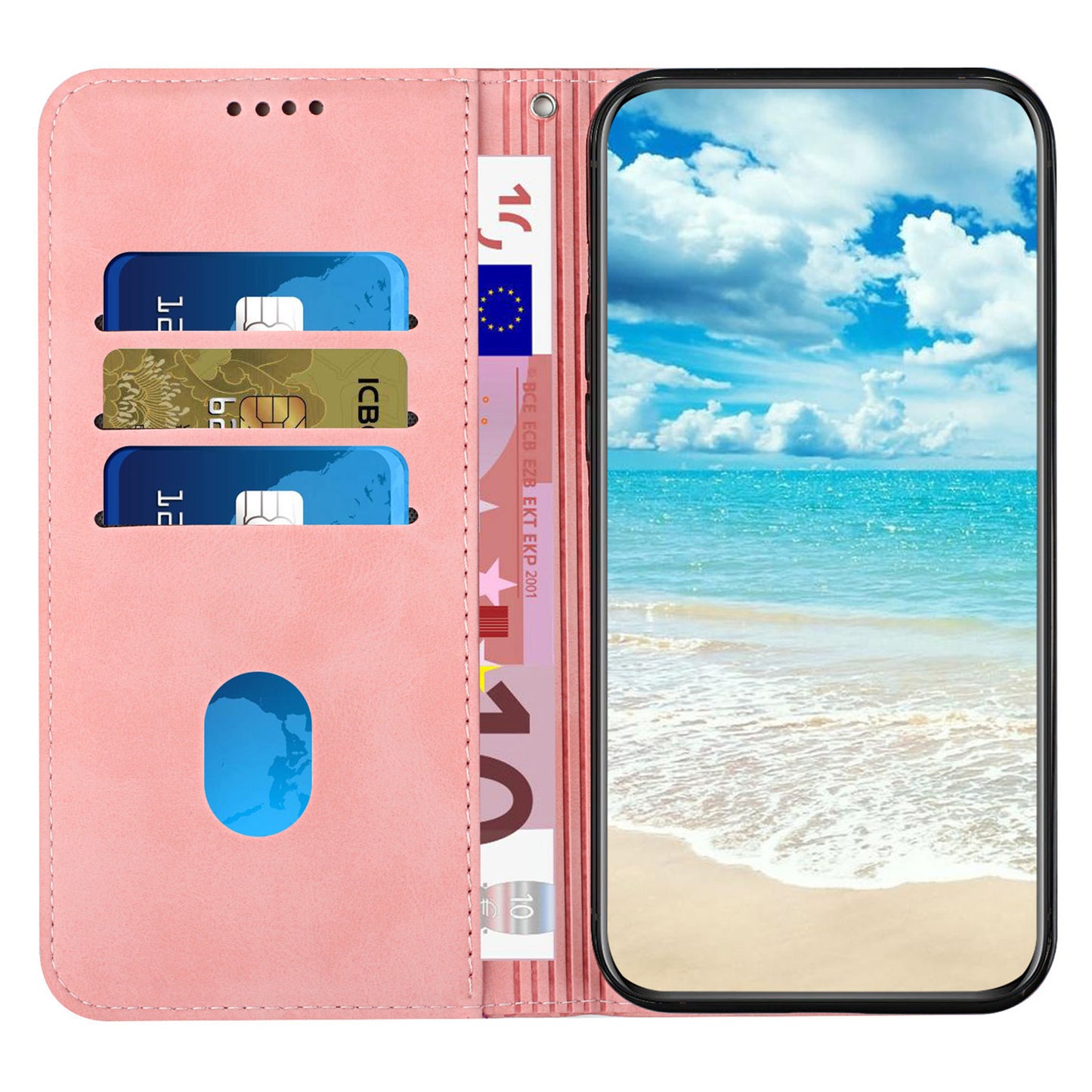 For Samsung Galaxy A16 5G / A16 4G Phone Cover Imprinted PU Leather Wallet Stand Case - Rose Gold