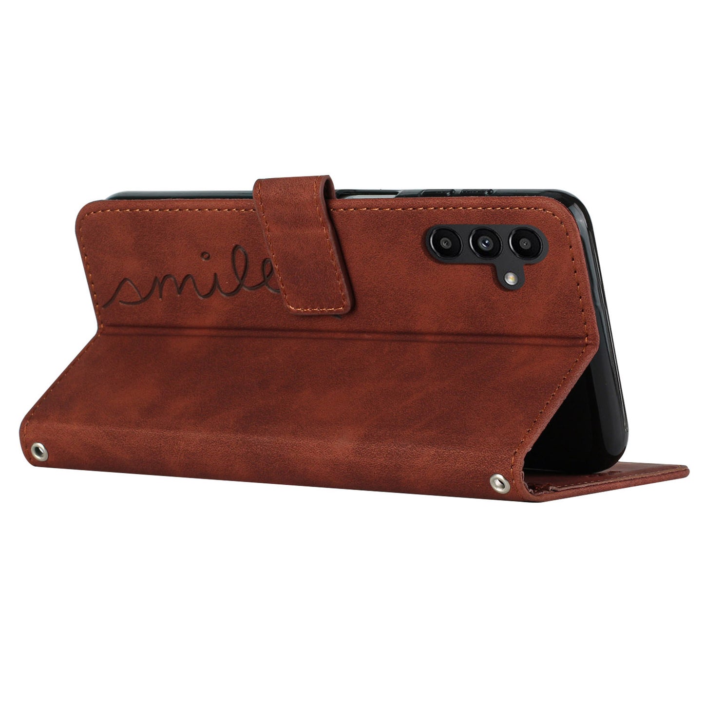 For Samsung Galaxy A16 5G / A16 4G Case Viewing Stand PU Leather Phone Cover Imprinted Pattern - Brown