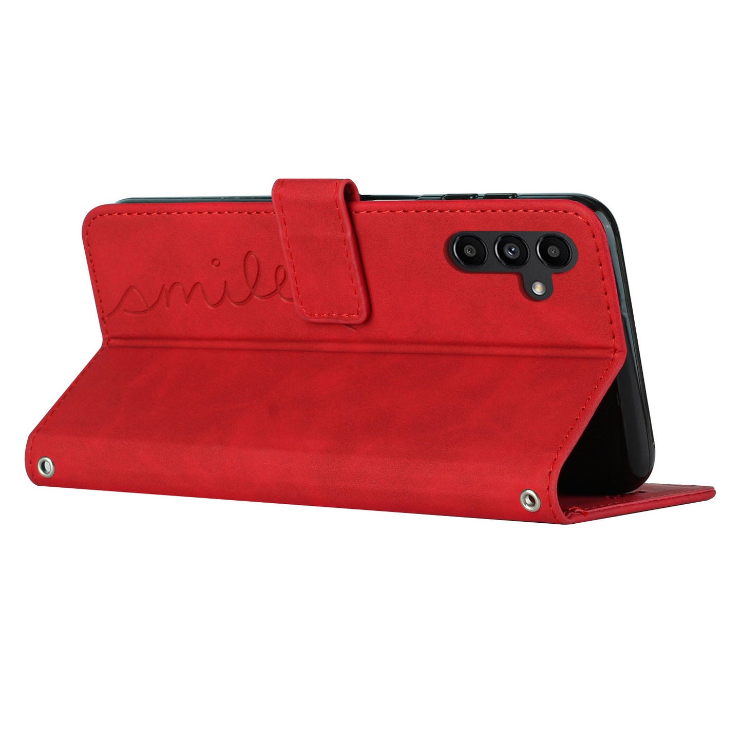 For Samsung Galaxy A16 5G / A16 4G Case Viewing Stand PU Leather Phone Cover Imprinted Pattern - Red